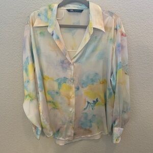 Zara satin button down